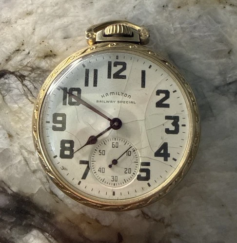 Hamilton Railway Special 10k Gold Fill Antique Pocket Watch 992B 21J 16s ~ Works