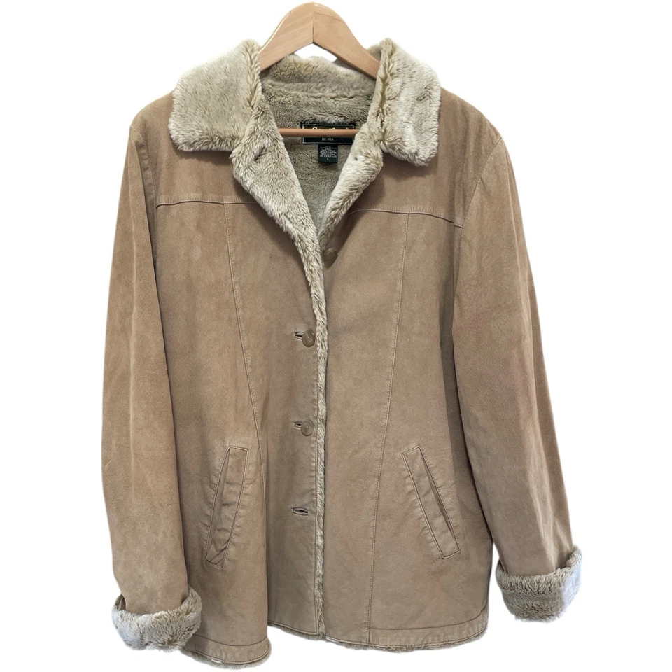 Abrigo Eddie Bauer Auténtico Gamuza Cuero Sherpa Forrado Para Mujer Talla Grande Foto 2 de 4