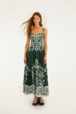 Maxi abito nuovo con etichette AUTH FARM RIO verde scuro fibbie Miranda taglia LARGE L SPEDIZIONE GRATUITA