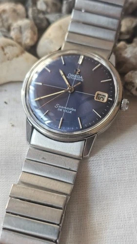 VINTAGE OMEGA SEAMASTER DE VILLE BLUE GIAL MEN'S AUTOMATIC WATCH 1968