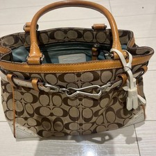 Coach Logo Pattern Tote Bag Brown White