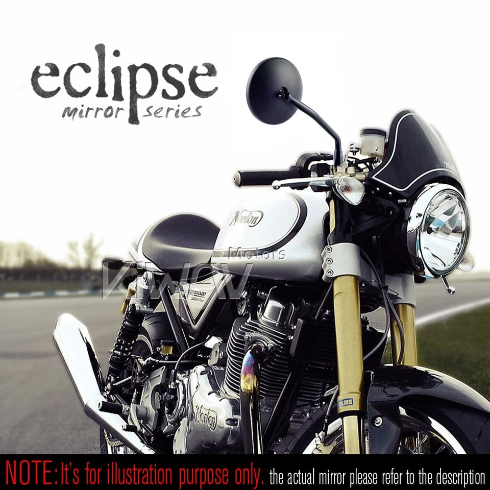 Espejos retrovisores KiWAV redondos Eclipse negros para motocicleta Honda Suzuki Kawasaki US STOCK Foto 2 de 4