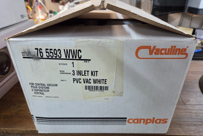 Central Vac 3 Wall Inlet Valve  Kit  low voltage 53 pcs Muffler Canplas Vaculine