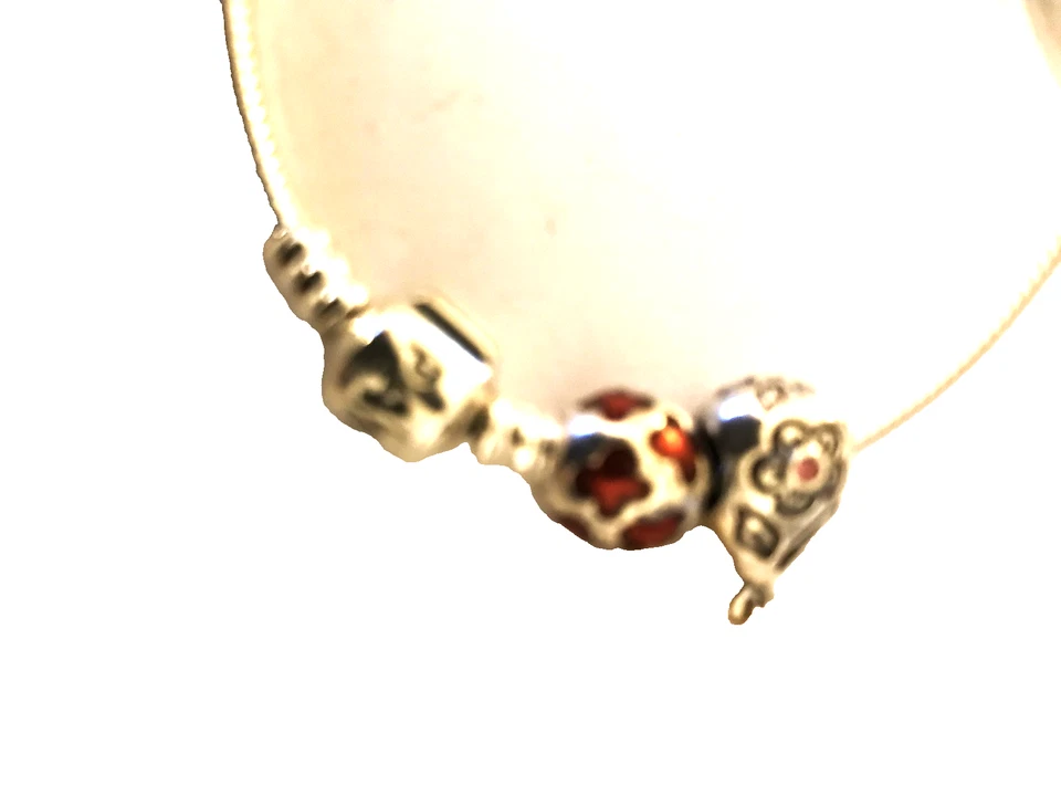 Pulsera Pandora Plata 925 con 3 Dijes Flores Foto 2 de 2