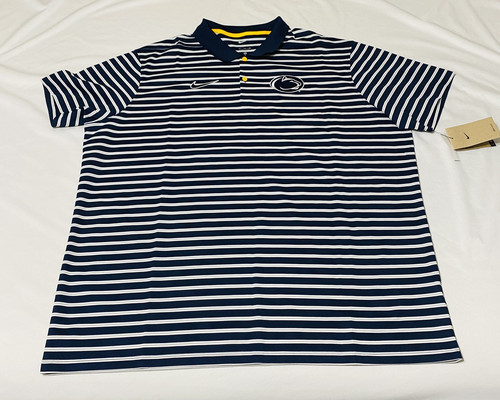 NWT Men’s Nike Penn State Nittany Lions Polo Short Dri Fit 2XL Navy Striped