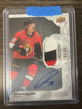 Rudolfs Balcers 2019-20 UD Engrained Rookie Patch Auto /65 Senators RPA RC