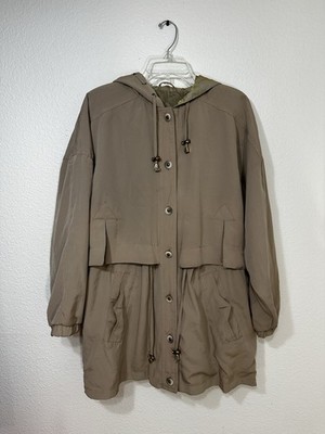 Current Seen Women s Tan Hooded Parka Jacket Size M Medium Drawstring