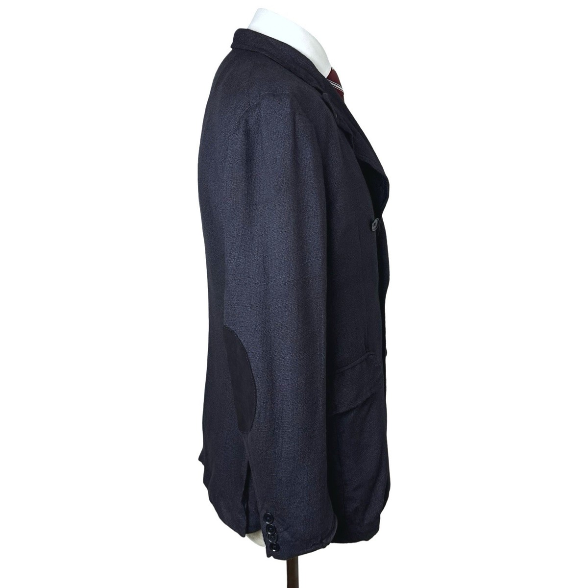 Isaia Napoli Double Breasted Jacket Blazer 40R Navy Pure Silk Summer Tweed View 6