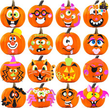 16 Packs Halloween Pumpkin Decorating Stickers Foam Craft Kit for Kids