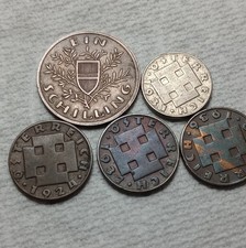 Austria Coins Lot 1 Schilling 2 Groschen 5 Groschen 1924 1925 1931 1936 1937