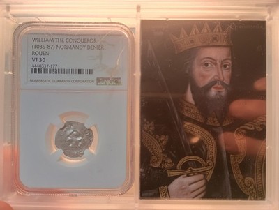 William the Conqueror Normandy Denier Rouen NGC VF 30 Medieval Silver Coin