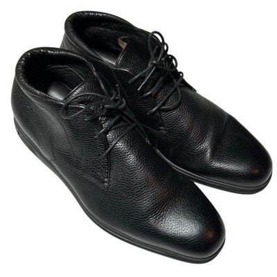 A. Testoni Mens Black Pebbled Leather Chukka Boots Made in Italy Size 11