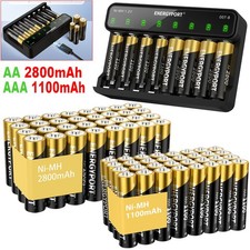 Lot AA AAA Rechargeable Batteries 2800mAh 1100mAh 1.2V Ni-MH / 8-Slot Charger