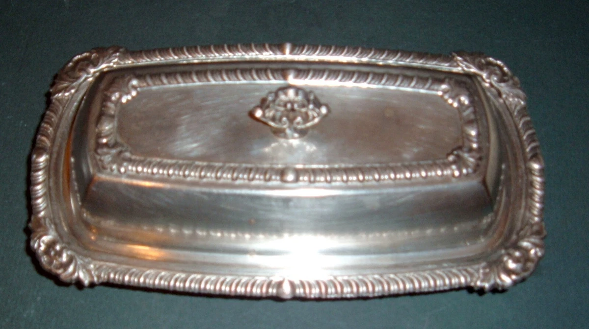Silver plated butter best sale dish with glass insert