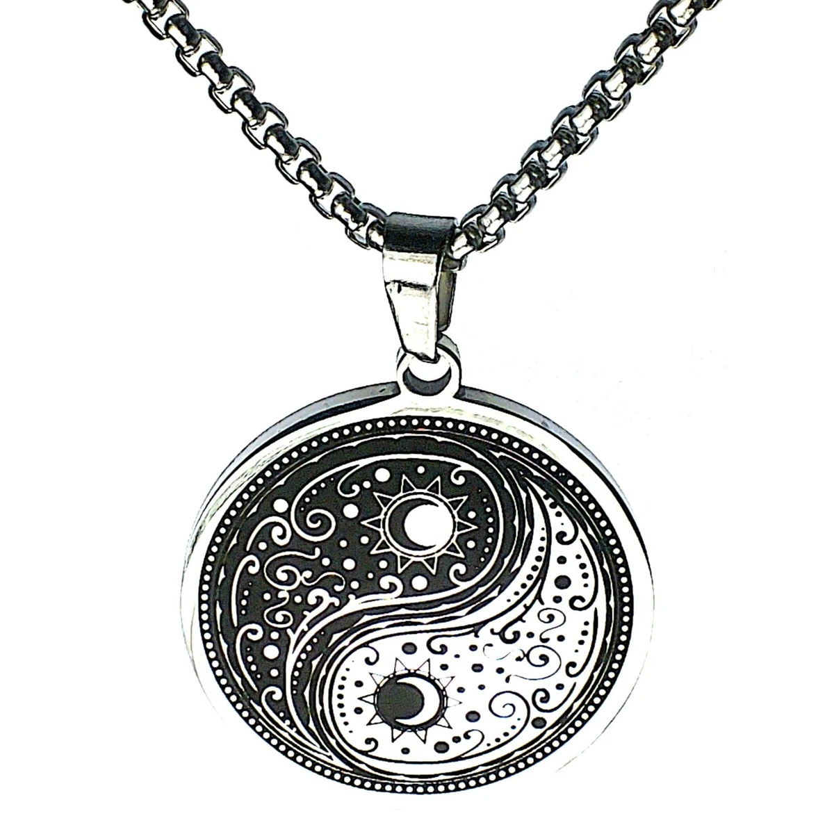 Stainless steel yin yang necklace clearance
