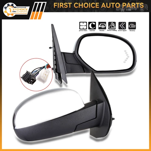 L+R Mirrors For 07-14 Chevrolet GMC Power Fold Memory Heated Puddle Light Signal