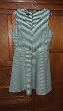 TALBOTS (Sz XL = 16) Kelly Green & White Striped  Fit & Flair  ~Quality Fabric