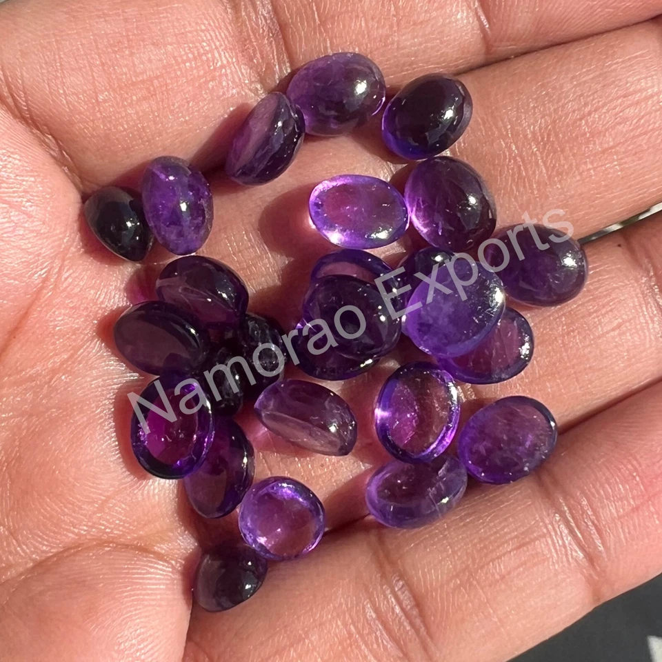 Natural Amethyst Oval 4x6 mm to 15x20 mm Cabochon Loose Gemstone Lot - Image 4 of 4