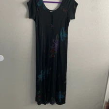 Get it on- black abstract flower dress- Size Large