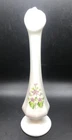Fenton Art Glass Bud Vase Violets In The Snow, 8-5/8” Tall Hand Painted K Boley