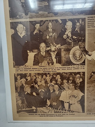 1 de mayo 1947 Chicago Tribune News Journal - Jackie Robinson Rookie Pres. TRUMAN - Imagen 3 de 6