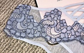 Victoria's Secret NWT Dream Angels Medium Blue Boho Embroidery Brazilian Panty