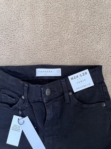 Topshop Black Jamie Petite High Waisted Skinny Jeans £40 W24 L28 UK 4 BNWT! - Picture 5 of 7