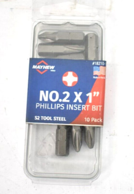 Mayhew Steel Products, Inc. No. 2 X 1 Phillips Insert Bit, 10 Pack
