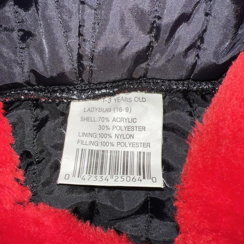 Ladybug Disfraz Halloween Rojo y Negro Vestir 1 Pieza Con Capucha Niño 1-3 Años Foto 2 de 4