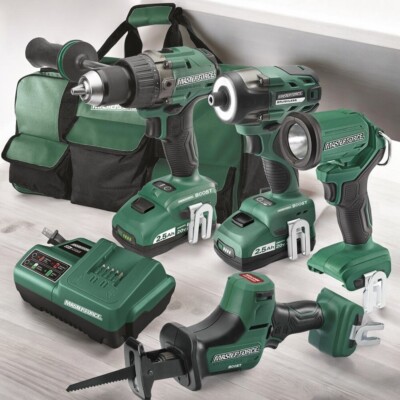 Masterforce Boost 20-Volt Brushless Cordless 4-Tool Combo Kit Workshop Garage