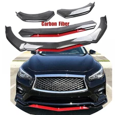 Front Bumper Lip Splitter Body Kit Spoiler For Infiniti Q50 Base Carbon Fiber