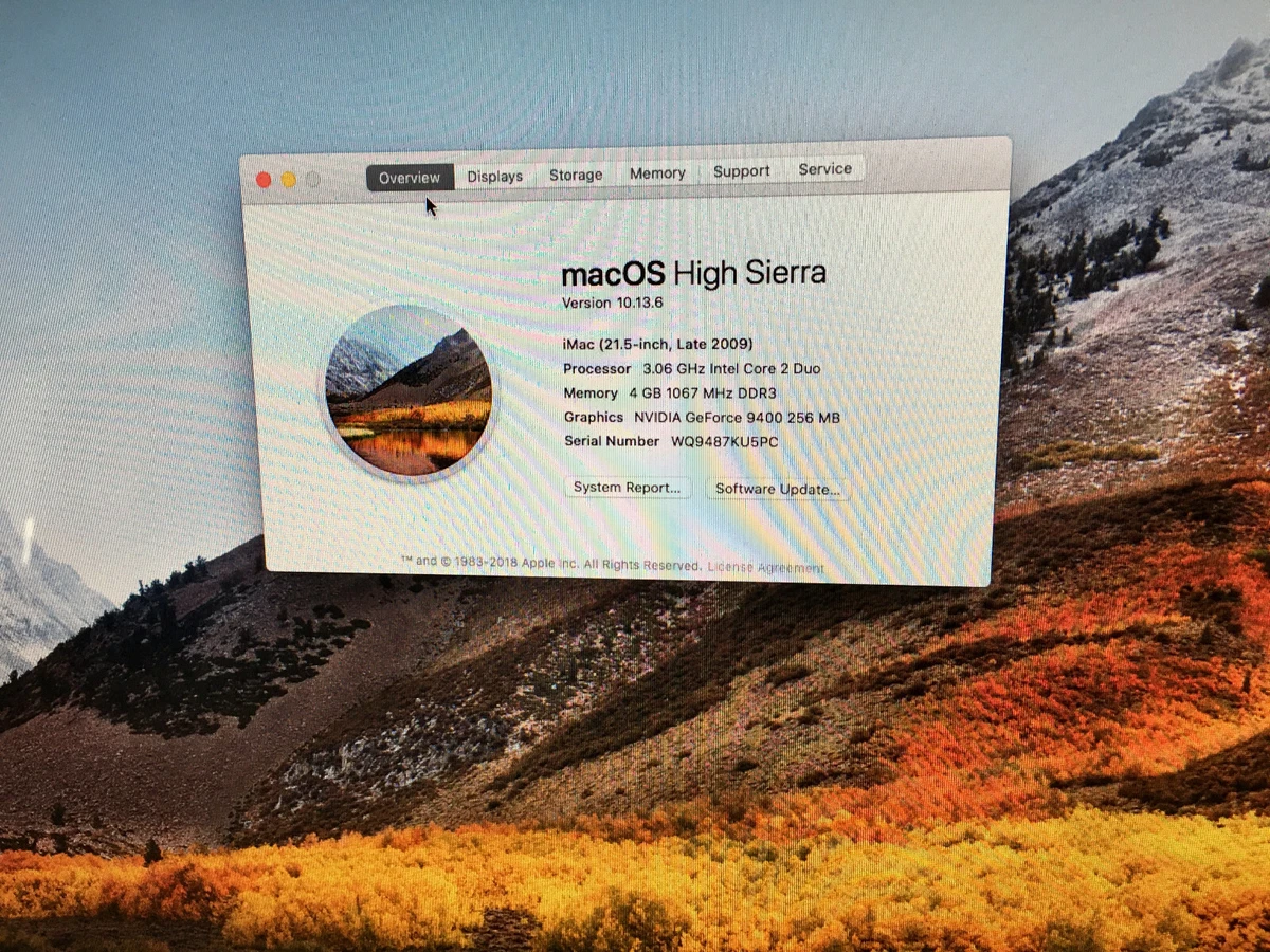 Apple iMac macOS 10.13, High Sierra 2009 Released Apple Desktops
