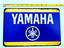Yamaha Tin Sign Tuning Fork Logo Blue and Yellow Jet Ski Snowmobile Powersports