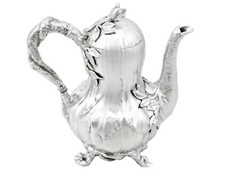 Sterling Silver Bachelor Coffee Pot by John Samuel Hunt - Antique Victorian