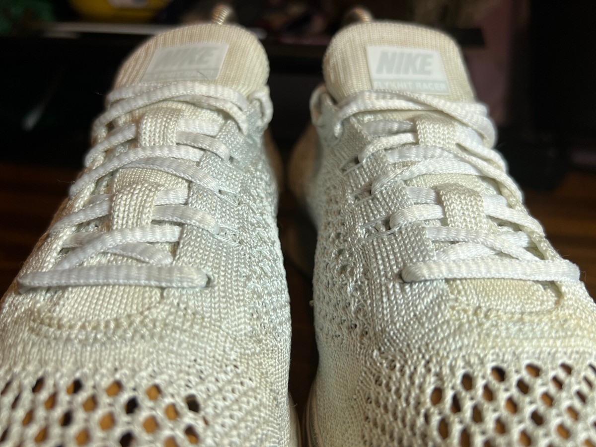 Nike™ Flyknit Racer Goddess Triple White Running Shoes ~ 526628