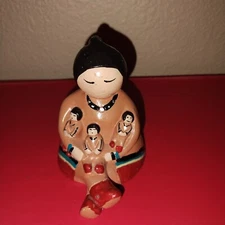 Hand Painted Storyteller and 3 Children Whitefeather Studios Arizona Folk Art 3"