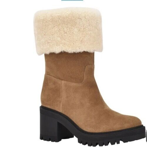 Marc Fisher Women Tan Suede Willoe Lug Sole Boots 6 - Picture 1 of 6