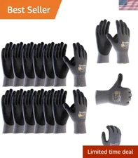 Maxi Flex Ultimate 34874 Foam Nitrile Palm Coated Gloves, Gray, Large Pack of 12