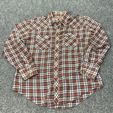 VTG Youngbloods Authentic Western Shirt Mens Large Plaid Pearl Snap Cowboy