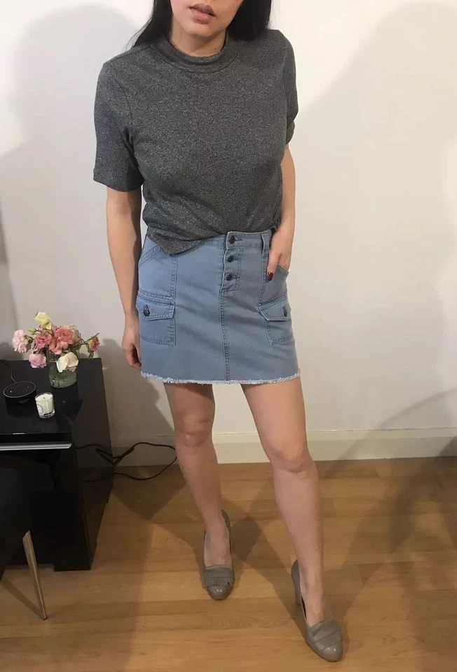 Dorothy Perkins Button Up Mini Skirt Vintage Retro Y2K 90s 2000 Levi Sty — 第 2/4 张图片