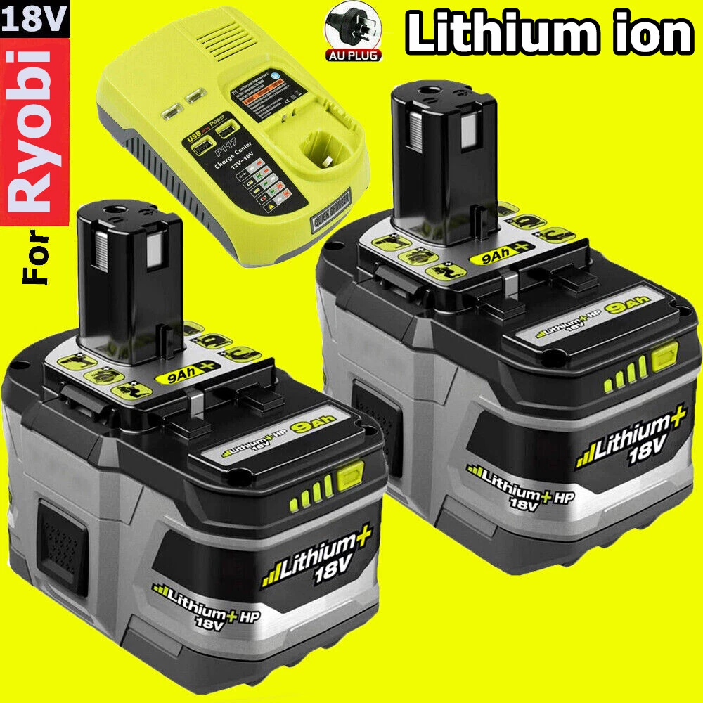 2 Pack 18V 9.0Ah Lithium Battery For Ryobi P108 ONE+ Plus P104 P105 P107  RB18L26