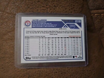 2023 TOPPS UPDATE JACOB DEGROM ORANGE FOILBOARD #/299 METS RANGERS