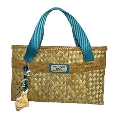 Harl Taylor Nassau Woven Straw Rafia Handbag Bahamas Purse Bag Seashells Beach
