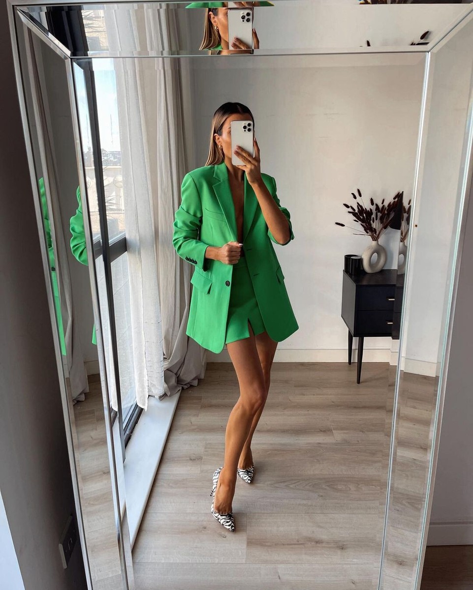 BNWT Zara Green Blazer and Skirt Set/ CoOrd Size Small NEW