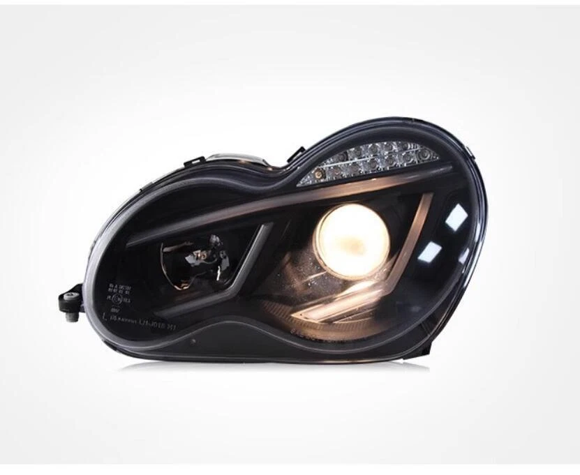 ✅2 PIEZAS Faros Para Mercedes Benz Clase C 2000-2006 Conjunto Faros LED DRL Foto 4 de 4