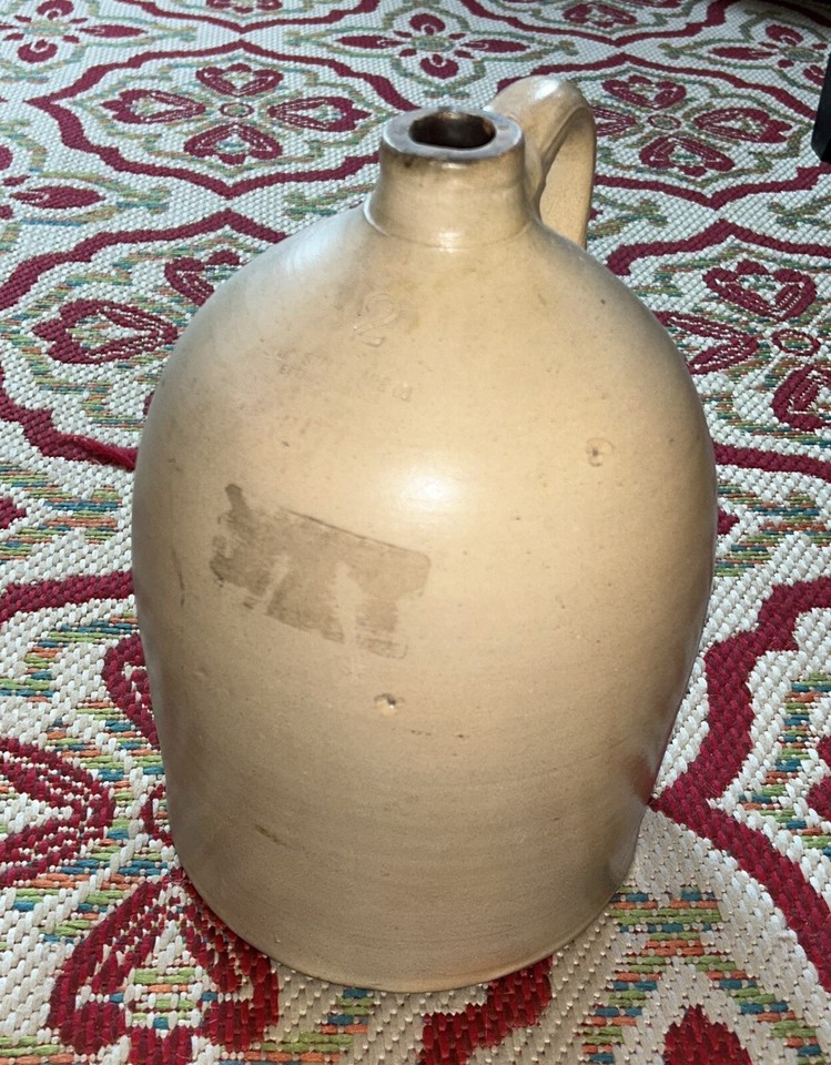 Antique LYONS STONEWORKS Stoneware Co 2 Athens NY Two Gallon Primitive