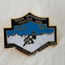 Vtg 1993 MDA Jerrys Kids Motorcycle Freedom Ride Souvenir Enamel Lapel Pin