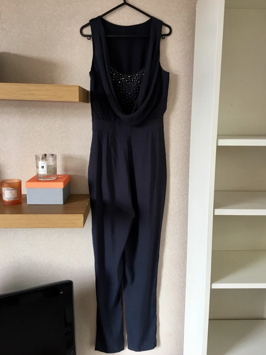 Navy Armani Exchange Evening Jumpsuit With Draped Back eBay