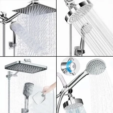 High Pressure Rainfall Dual Shower Head w/ Handheld Sprayer Combo Mixer Valve
