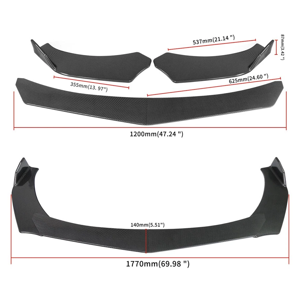 Carbon Fiber Front Bumper Lip Chin Spoiler Splitter 4pcs For Cadillac CT5 CT6 Foto 2 de 4